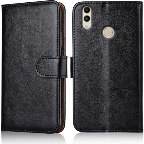 Luxury Flip Book Leather Case for Huawei Honor 10 Lite 6.21'Stand Wallet Phone Bags Cover with Strap