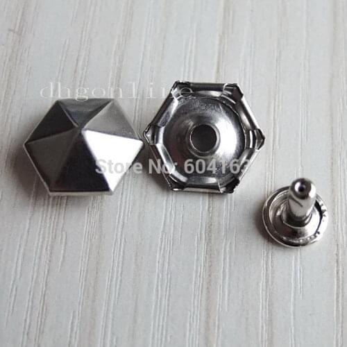 100 PCS 13mm 1/2''' Rapid Rivets Stud Hexagon for bag shoes clothes Leather Nickle