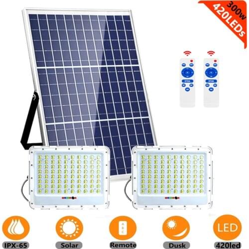 8800mAH Solar Light Outdoor Remote Control Waterproof For Garden Path Street Landscape Spotlight Wall Solar Powered Flood Lamp