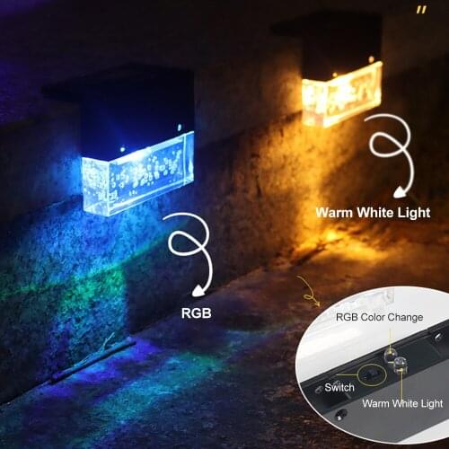 4 6PCS LED Solar Step Light RGB Outdoor Solar Stairs Light Waterproof Garden Wall Lamp Path Lamp Courtyard Landscape Lighting