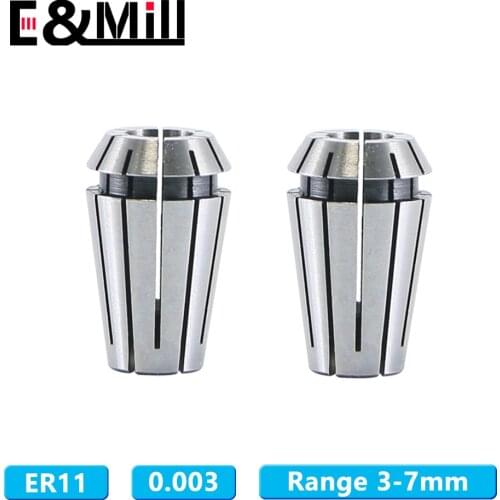 High Precision 0.003(Up) ER11 Collet Chuck 3~7mm ER Spring Collet Chuck For CNC Milling Tool Holder Engraving Machine Lathe Mill