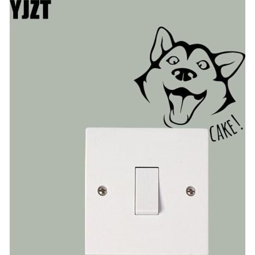YJZT Dog Pet Wall Vinyl Wall Decal Husky Funny Animal Switch Stickers 17SS0080