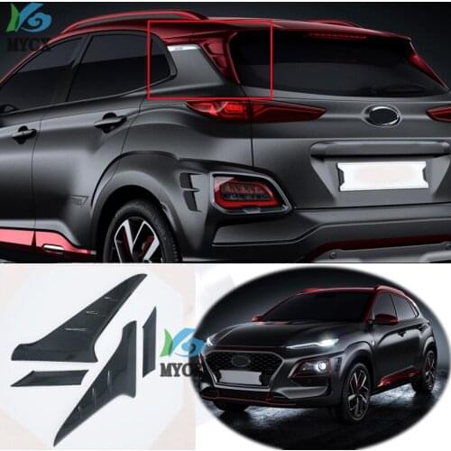 For Hyundai Kona 2017 2018 2019 2020 SUV Carbon Fiber Rear Window Spoiler Cover Trim Triangle Garnish Molding Car Accessories
