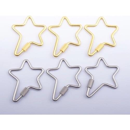 100% Stainless Steel Five-Pointed Star Spiral Clasp Charm Hook Clasp For Jewelry Making Gold/Silver Color Metal Heart Carabiners