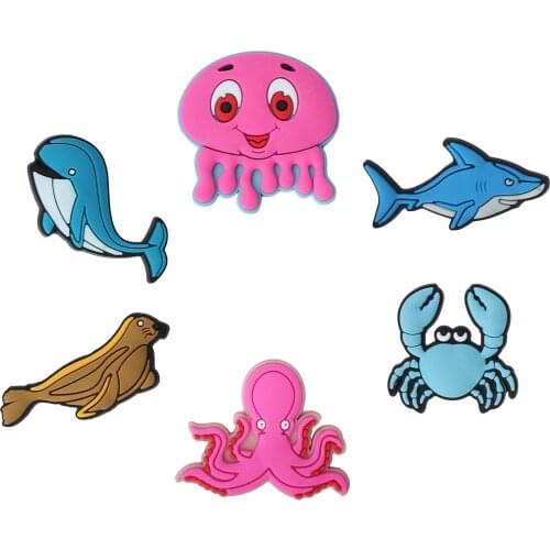 1pcs Shoe Decoration Buckle Charms Accessories marine animals DIY Combination Jibz for croc Bracelets Kids friend Gifts