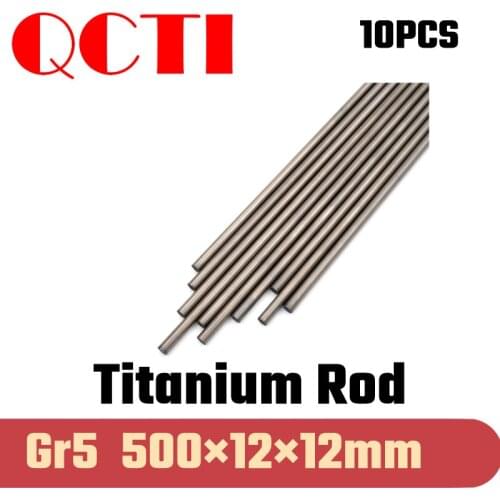 10pcs Gr5 12mm dia x 500mm length Titanium Alloy Round Bar Rod Industry Machine Use DIY Anti-corrosion Material