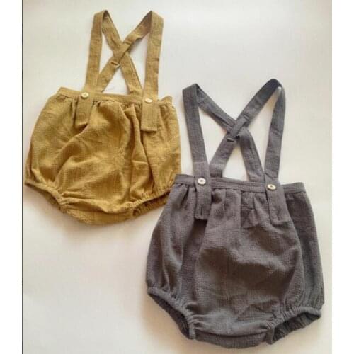 2021 Summer Baby Shorts Cotton and Linen Toddler Strap Bloomers Outfit Kids Boys Girls 0-2y Bebes Romper Pant INS Trendy