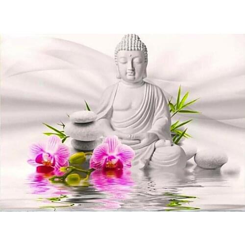 Diamond Painting Buddha statue Scenery Cross Stitch 5d DIY Diamond Embroidery flower full rhinestones Mosaic home decor gift