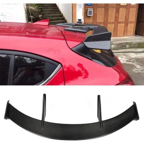 Car Rear Roof Spoiler Wing For Mazda 3 Axela Hatchback 2014 - 2019 Rear Roof Window Lip Spoiler Carbon Fiber / Black FRP