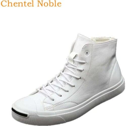 Brand Resigner Chentel Men Casual Party Shoes Men Walk Flats Bottom Lace-up High-Top Tenis Outside Masculino Black White