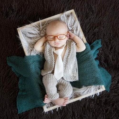 NewBorn Coat Pants Set Pure Beige Photo Props Infant Cotton Warm Handmake Knit Manual lovely Gift Photo Shoot Fotografia