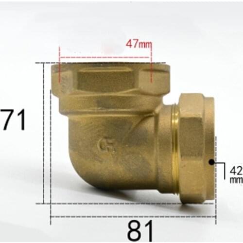 Fit Tube OD 42mm x 1-1/2" BSP Female Brass Elbow Compression Fitting Union Connector Water Gas Fuel