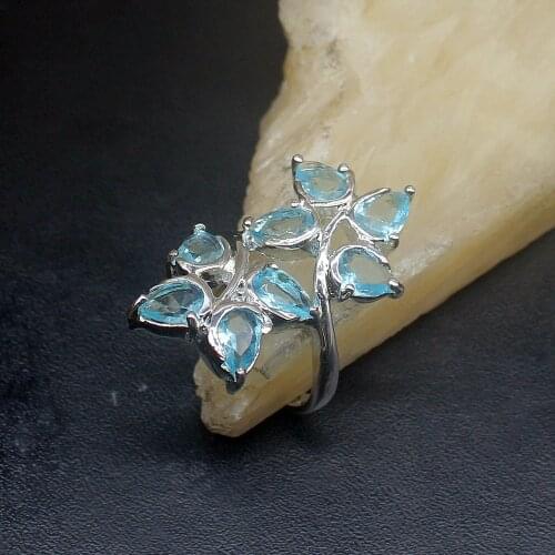 Gemstonefactory Jewelry Big Promotion Single Unique 925 Silver Shiny London Blue Topaz Women Men Gifts Band Rings 8.5# 20212988