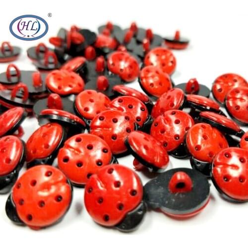 HL 15x12MM Red Beatles Plastic Buttons DIY Garment Clothing Sewing Accessories 50PCS