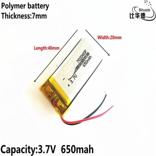 Good Qulity Liter energy battery 3.7V,650mAH 702040 Polymer lithium ion / Li-ion battery for tablet pc BANK,GPS,mp3,mp4