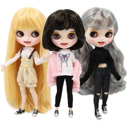 ICY DBS Blyth Doll bjd toy customized face 30cm custom doll white skin joint body matte face with teeth eyebrow