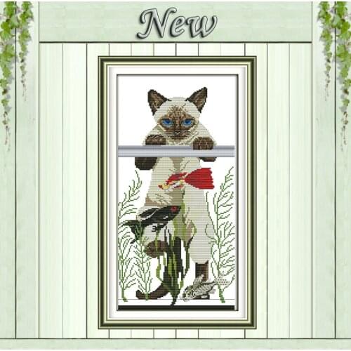 The cats favorite cartoon painting counted printed on canvas DMC 11CT 14CT kits Chinese Cross Stitch embroidery needlework Sets