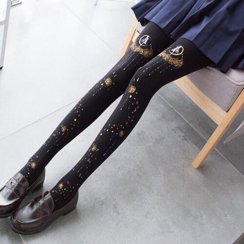 80 d Japanese Lolita soft sister girl tights Lolita printing gold velvet pantyhose
