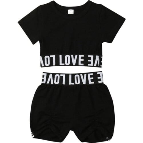 Baby Boy Girl Clothes Set Letter Print Top Short Sleeve Tee+Pant Bebe Costume Clothing Set Outfit