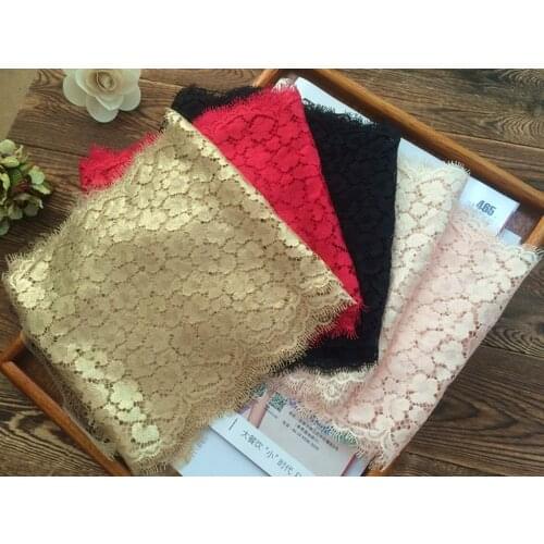 20cm wide -3meters( 2pieces, 1.5meters/piece )DIY Lace Accessories Black Gold Rose Red Eyelash Lace Trim for Garment Decoration