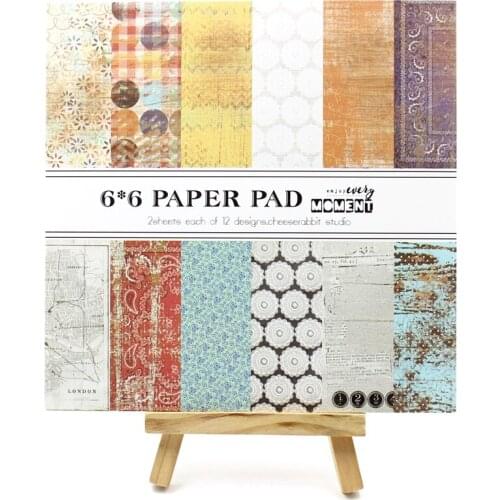 KSCRAFT 24pcs Single-side Printed Retro Style pattern creative papercraft art paper handmade scrapbooking kit set book