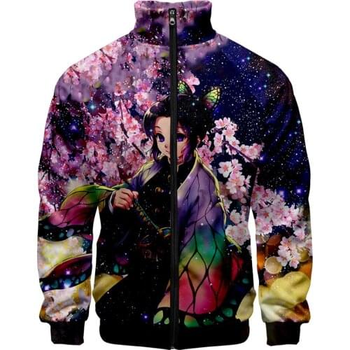 New3D print Stand Collar Zipper Jacket harajuku Kimetsu no Yaiba sweatshirt long sleeve Jackets men/women clothes Harajuku tops