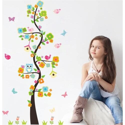 Lovely Owlets On Tree Wall Stickers Kids Room Bedroom Home Decoration Cartoon Mural Art Diy Animal Wall Decal