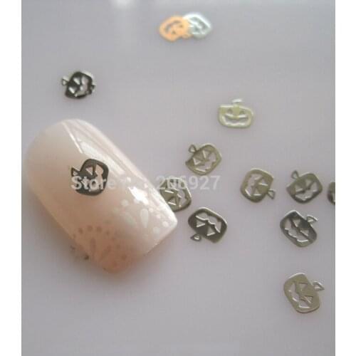 MS297-1 100pcs Halloween Series Silver Cute Pumpkin Metal Sticker Nail Art Metal Sticker Nail Art Decoration Fancy Outlooking