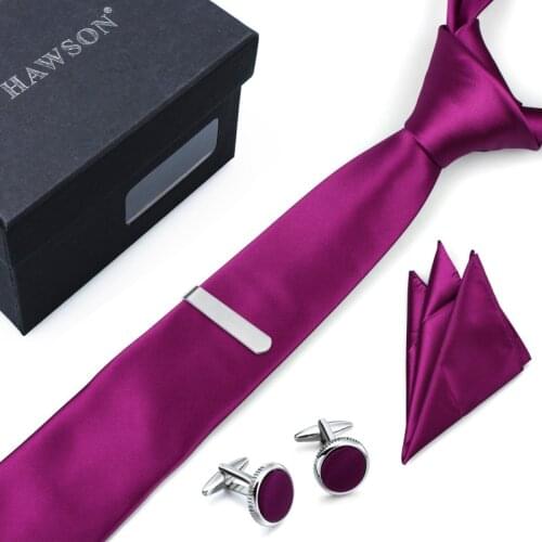 Mens Ties Pocket Square Sets with CuffLinks and Tie Clip for Men Necktie Shirt Accessory in Gift Box Brand HAWSON