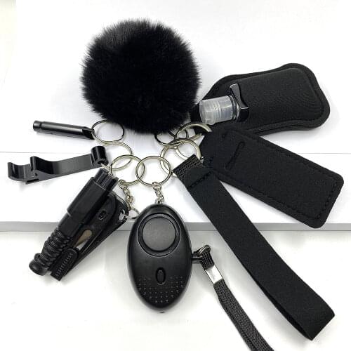 New Grils Self Protects Keychain Personal Alaram Window Breaker Knife Lipstick Holder Puff Cute Accessories Defense Tools
