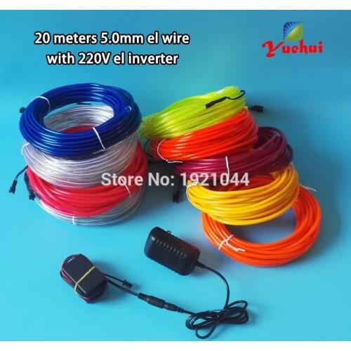 10 Colors Select 15Meter 5.0mm Neon Glowing EL Wire LED Thread Neon Light rope By 220V Controller For Home Party Decorations