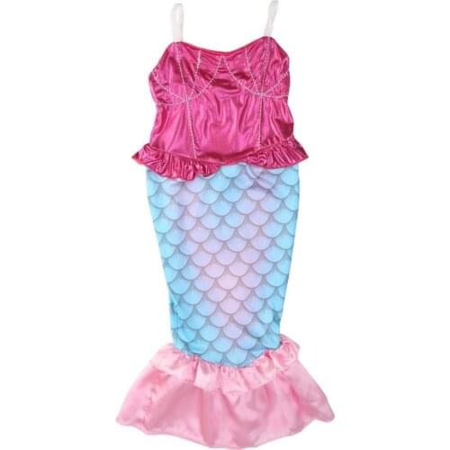 New Infant Kids Girls Summer Dress Mermaid Tail Swimmable Costume Toddler Baby Girl Beach Dress Sleeveless Fancy Dress 4-12Y