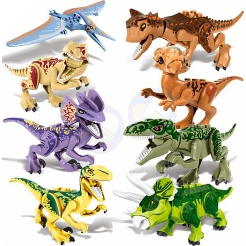 NEW 8Pcs/set Jurassic Worlds 2 Parks Dinosaurs Tyrannosaurs Rex Carnotaurus Indoraptor Building Blocks lepinng Figures Toys Gift