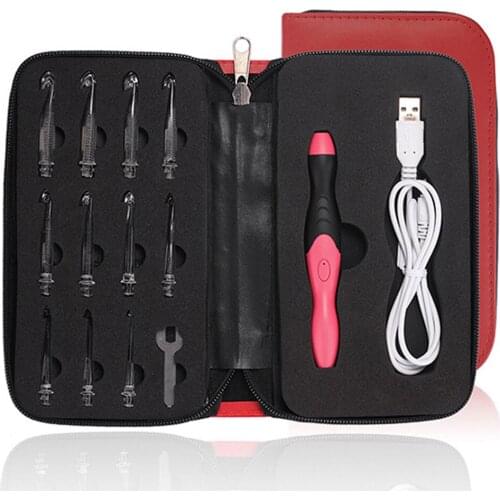 Lighted Crochet Hooks Ergonomic Rechargeable Lighted Crochet Hooks Complete Set with Soft Grip Handle for Arthritic Hands