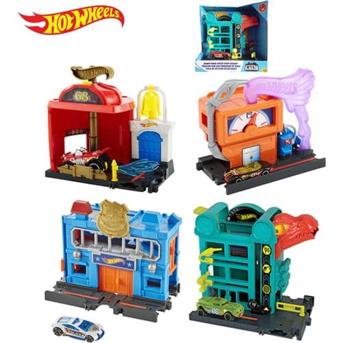 Original Hot Wheels City Theme Hot Trolley Urban Series Car Track Toys for Children Oyuncak Araba Car Model Accessories Playset