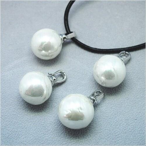 1PC Synthetic Shell Pendants White Mother Of Pearl Round Shape Teardrops New Arrivals Hot Selling