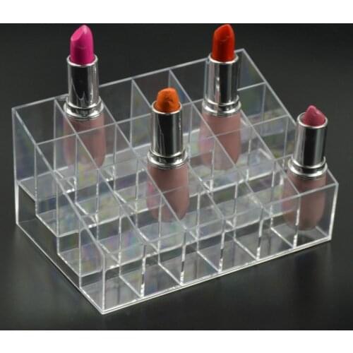 Transparent Acrylic 24 Lipstick Display Stand Case Jewelry Box Makeup Organizer Tool Cosmetic Home Storage Holder SANA889