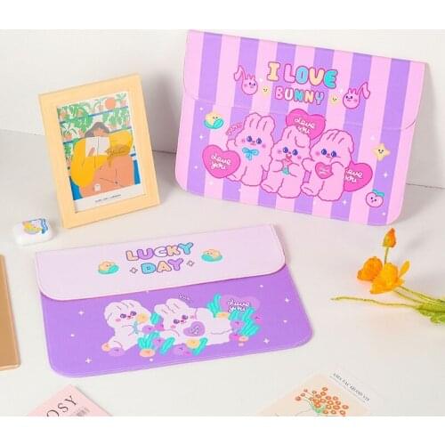 Cartoon Rabbit Laptop Faux Leather Flap Envelope Sleeve Pouch Bag Carrying Case Cover Tablet Protector Universal Inch Liner