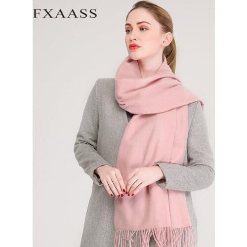 FXAASS New Autumn/Winter Woolen Shawl Fashion Women Large Scarf Luxury Tassel Cashmere Scarves Couple Solid Pashmina Wholesale