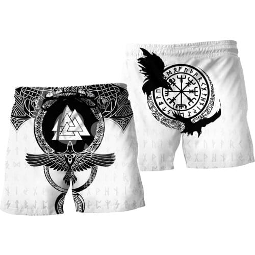 Tessffel Viking Tattoo Warrior Legend Symbol Harajuku NewFashion Men/Women 3DPrint Summer Streetwear Beach Shorts Short Pants A3