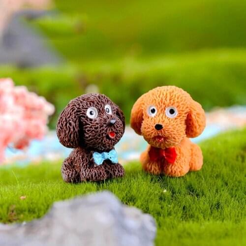 Resin Lovely Dog Puppy Teddy Model Micro Fairy Garden Miniature Realistic Lively DIY Accessories Decoration