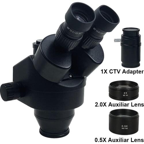 7X-45X 3.5X-90X Simul-Focal Trinocular Microscope Zoom Stereo Microscope Head 0.5x WF10X/20MM Eyepiece Auxiliary Objective Lens