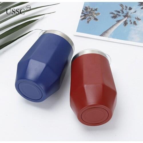 USSC 304 Stainless Steel Insulated Cup Vacuum Cup Octagonal Eggshell Cup Handy Red Wine Cup Portable Big Belly Cup HZ063