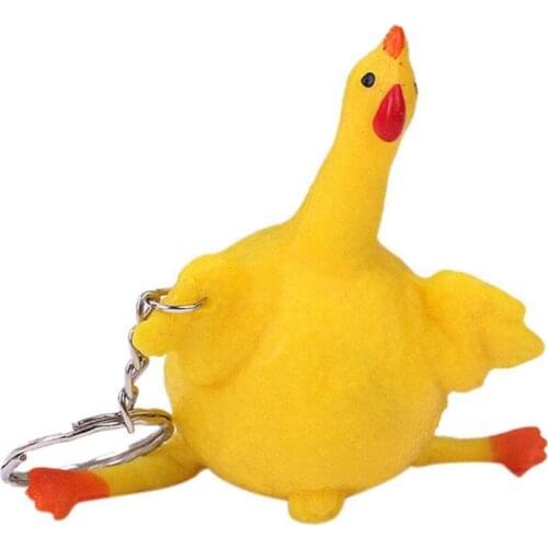 Vent Chicken Laying Egg Keychain Keyring Funny Novelty Toy Gift Gift Fashion Ball Holiday Relief Crowded Toy Stress T3M9