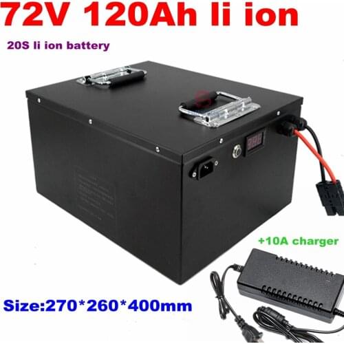 Waterproof li ion 72v 120Ah lithium ion battery 100A BMS for 7000w 6000W bike tricycle Forklift Motocycle AGV +10A charger