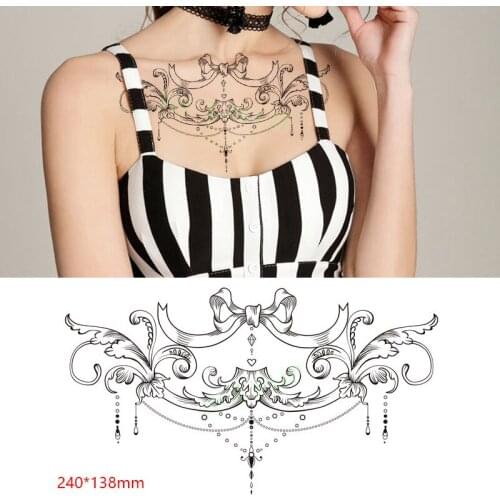 Waterproof Temporary Tattoo Sticker Bow Knot Flower Waist Chest on Back Tatto Breast Flash Tatoo Fake Tattoos for Women