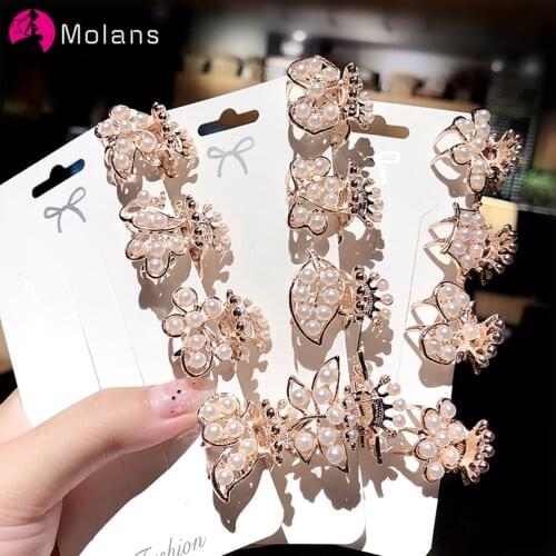 Molans Korea Small Hair Claws Women Pearl Hair Clips Metal Ponytail Barrettes Hairpins Hairgrips Fashion 2020 Hair Accessories