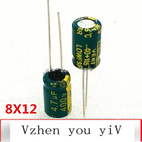 10-100pcs /lot 400v4.7uf high frequency low resistance and long life LED power supply direct plug electrolytic capacitor 8X12mm