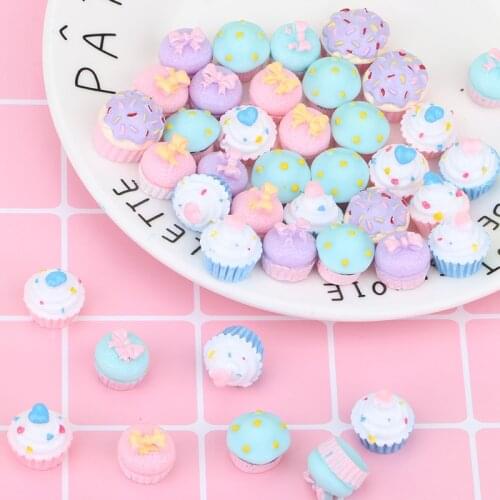 10PCS Cute Sweet 3D Cake Flat Back DIY Miniature Artificial Fake Food Resin Cabochon Decorative Craft Doll House Play Toy