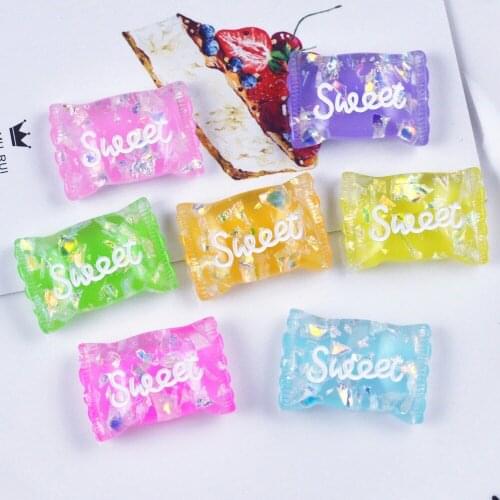 100pcs/lot 24X17mm Kawaii Simulation Resin Sweet Candy Cabochon Flatback For Mobile Scrapbooking Craft Home DIY Decoration
